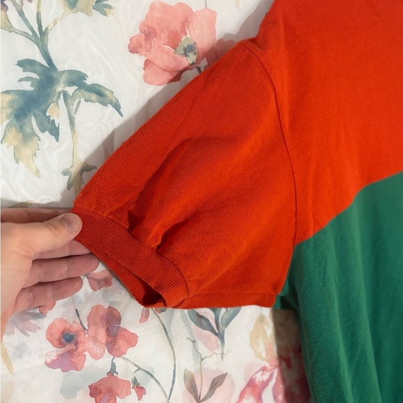 Vintage Polo by Ralph Lauren Men's Orange and Green Polo Shirt - Picture 3 of 10